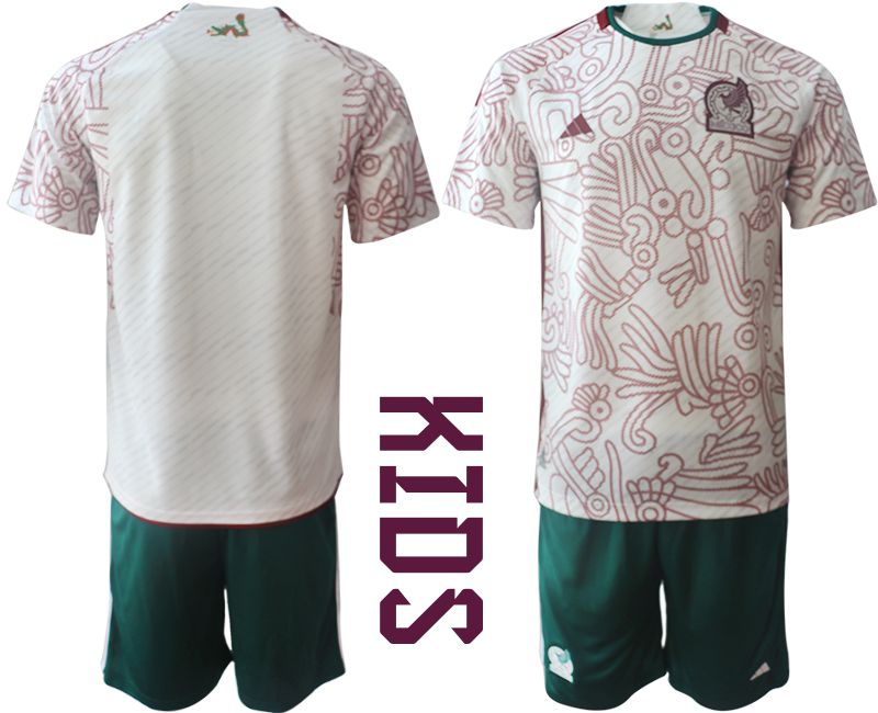 Youth 2022 World Cup National Team Mexico away white blank Soccer Jersey